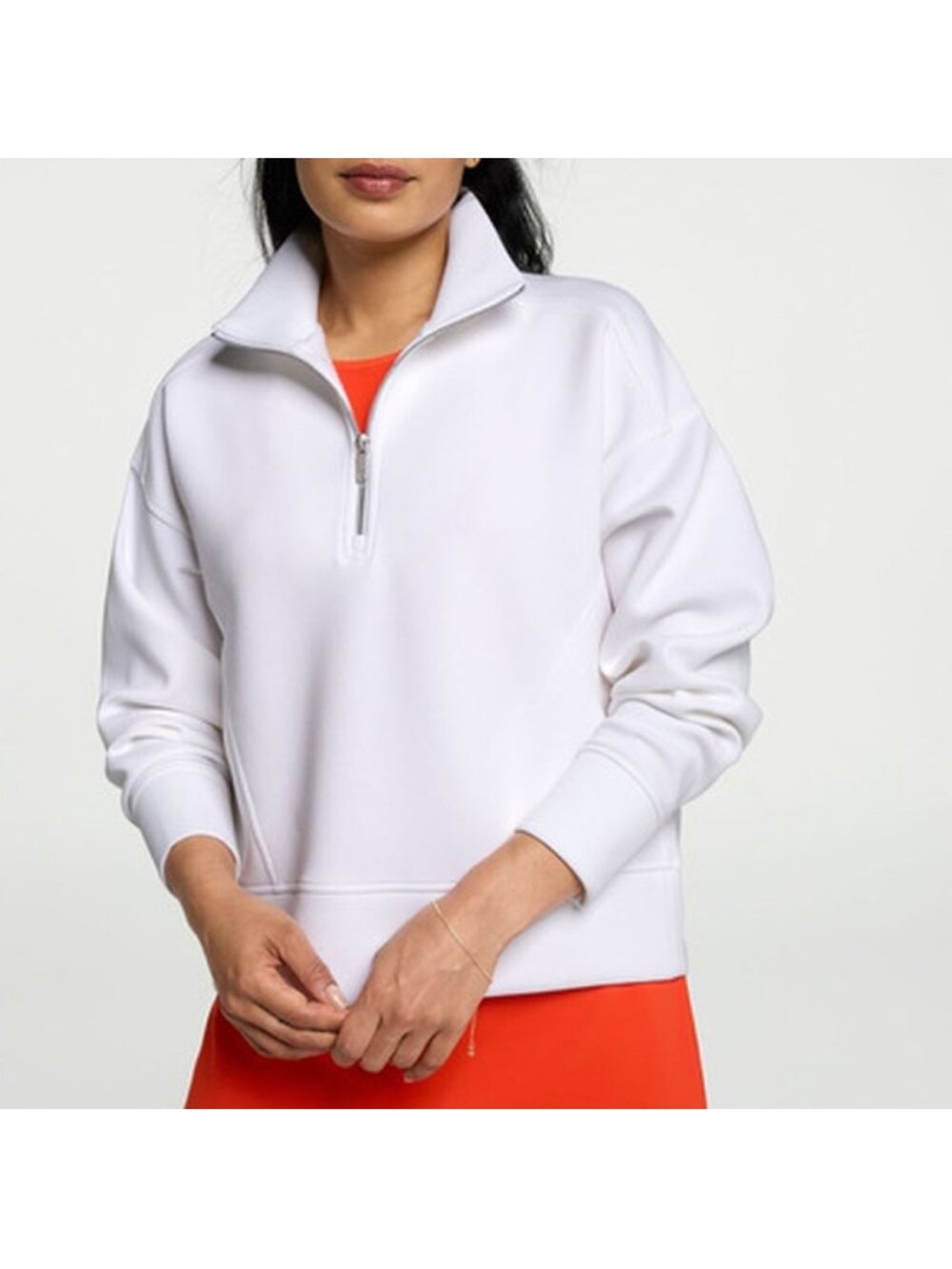 Calia Women's Pure White Soft Scuba 1/4 Zip Sweatshirt